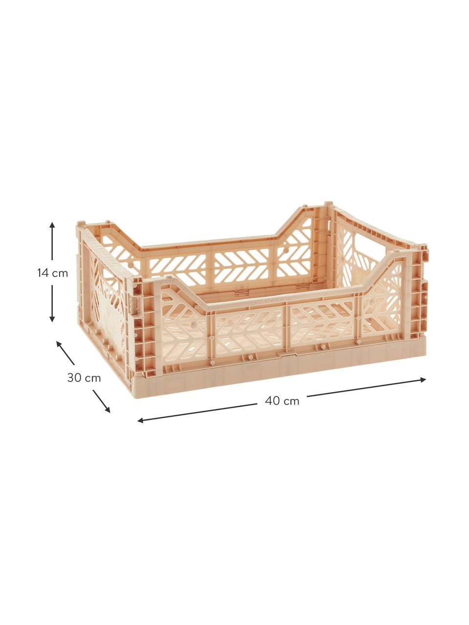 Caja plegable apilable Milk Tea, mediana, Plástico reciclado, Beige, An 40 x Al 14 cm