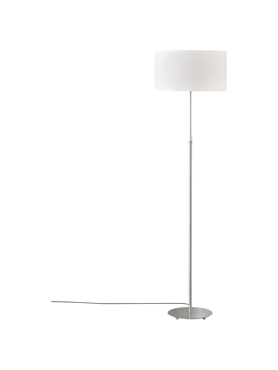 Klassieke vloerlamp Pina in wit, Lampenkap: stof (sits), Lampvoet: metaal, Wit, zilverkleurig, Ø 40 x H 150 cm