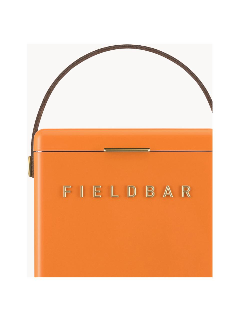Handgefertigte Kühlbox Orchard, Box: Kunststoff, Griff: Leder, Orange, B 28 x H 38 cm