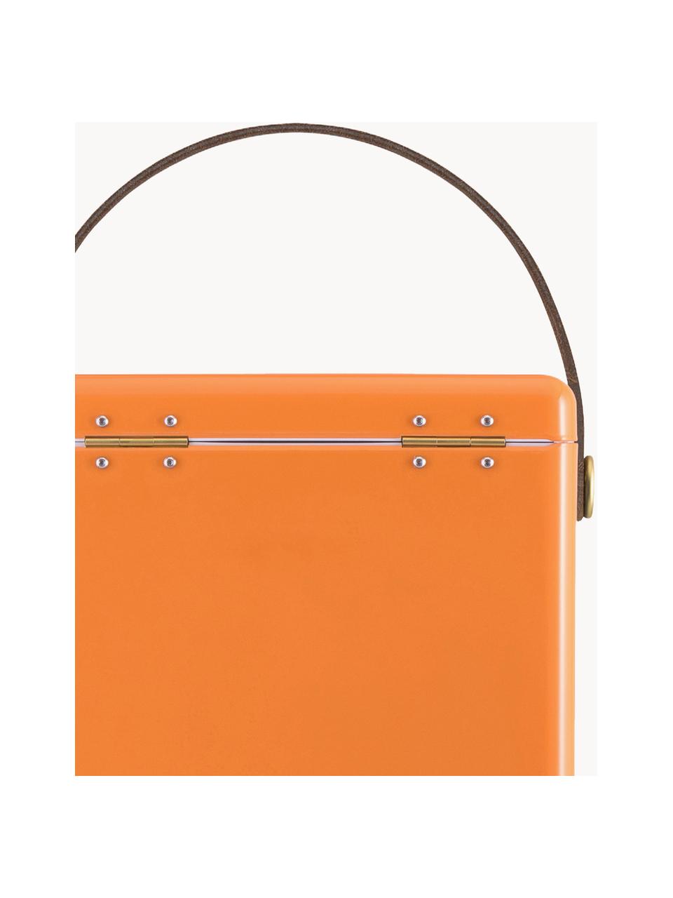 Handgefertigte Kühlbox Orchard, Box: Kunststoff, Griff: Leder, Orange, B 28 x H 38 cm