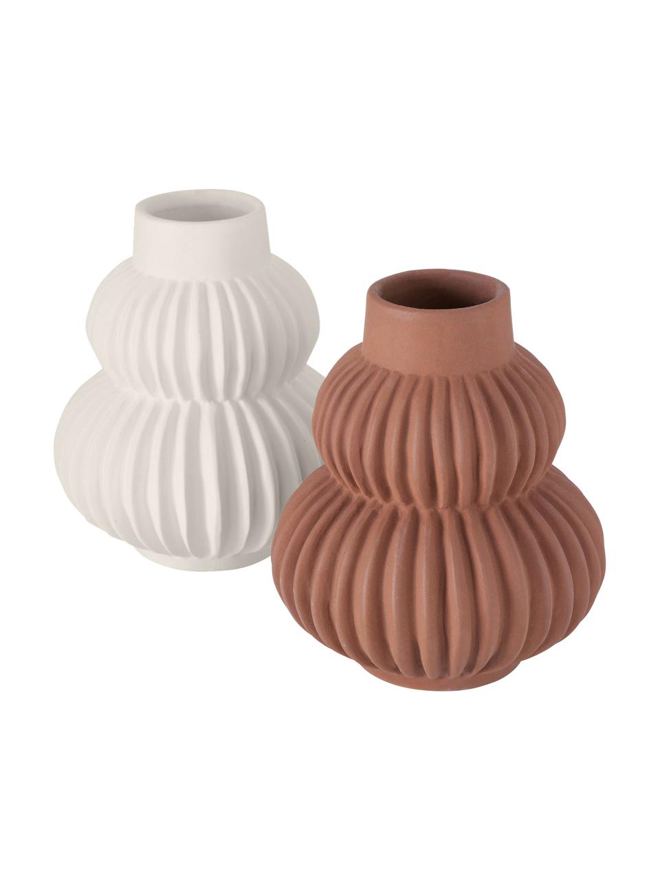 Súprava ručne vyrobených váz z dolomitu Altena, 2 diely, Dolomit, Viacfarebná, Ø 13 x V 16 cm