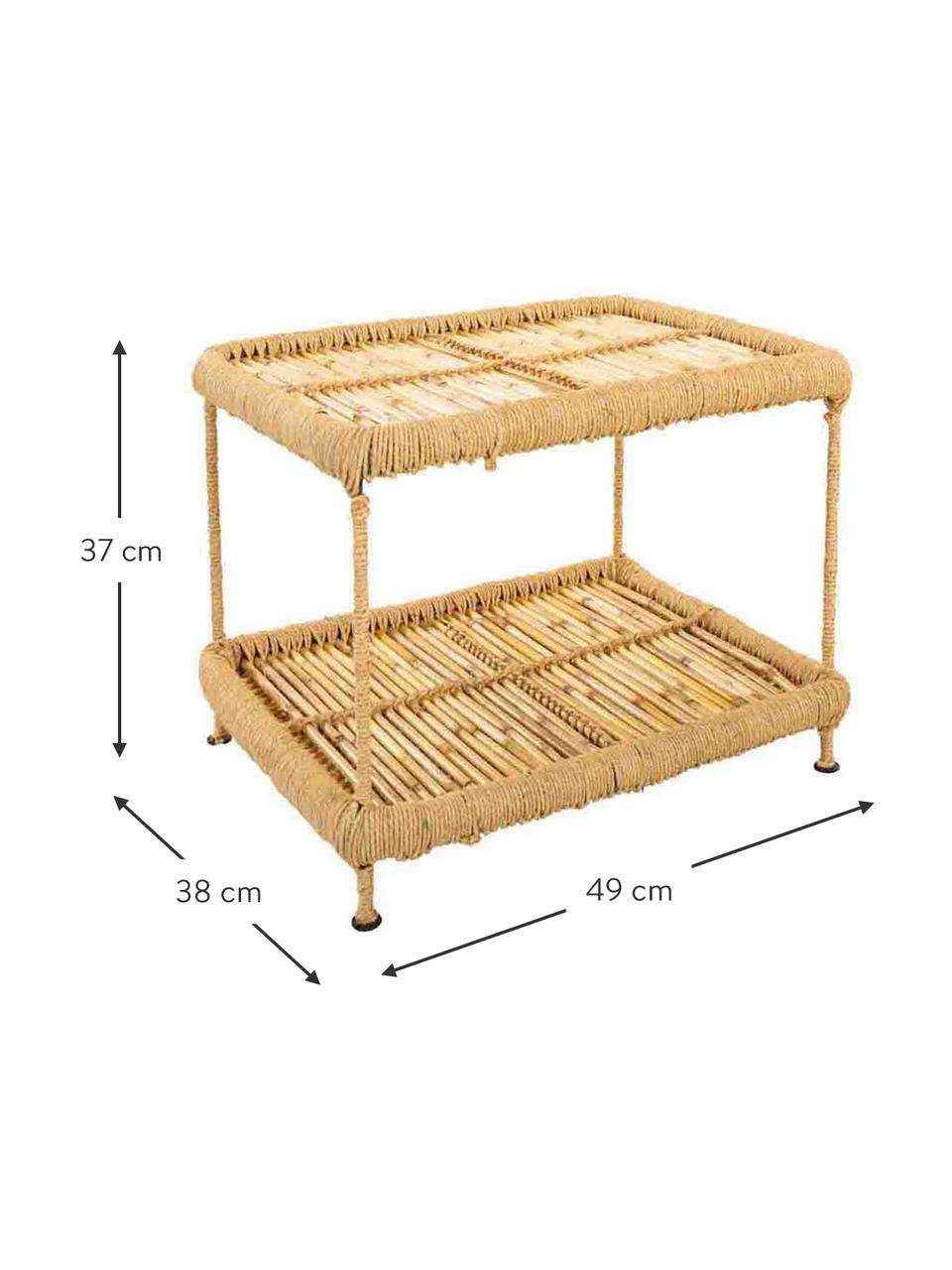 Tavolino da esterno in bambù Ariadna, Ripiani: legno di bambù, corda, Gambe: metallo, Legno di bambù, Larg. 49 x Alt. 38 cm