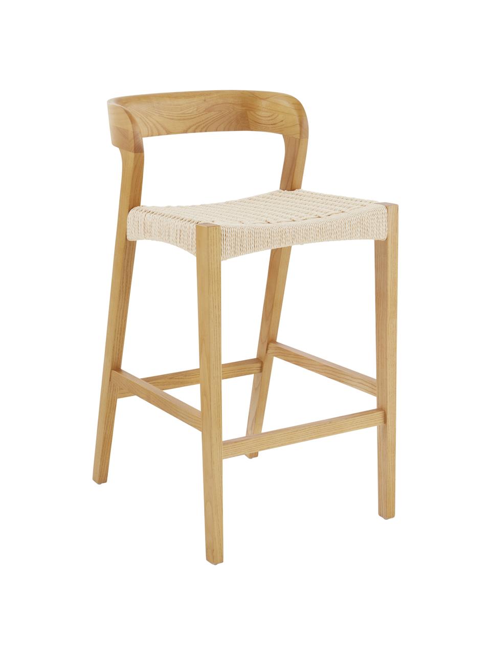 Barová židle s pleteninou Vikdalen, Jilmové dřevo, světle lakované, Š 45 cm, V 87 cm