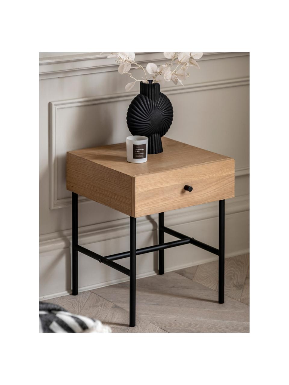 Noční stolek Ashdown, Dřevo, černá, Š 40 cm, V 50 cm