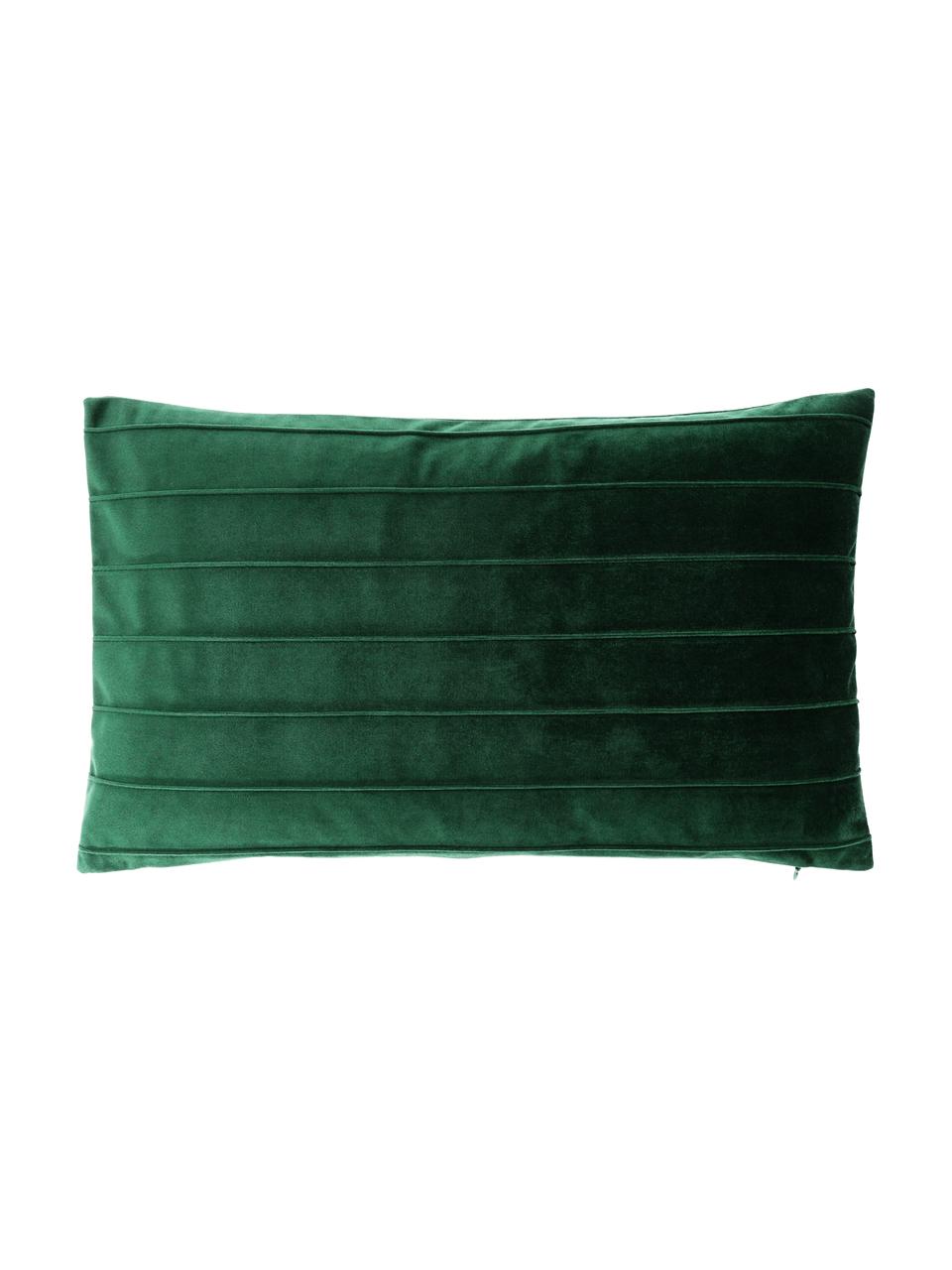 Federa arredo in velluto verde scuro con motivo Lola, Velluto (100% poliestere), Verde, Larg. 30 x Lung. 50 cm