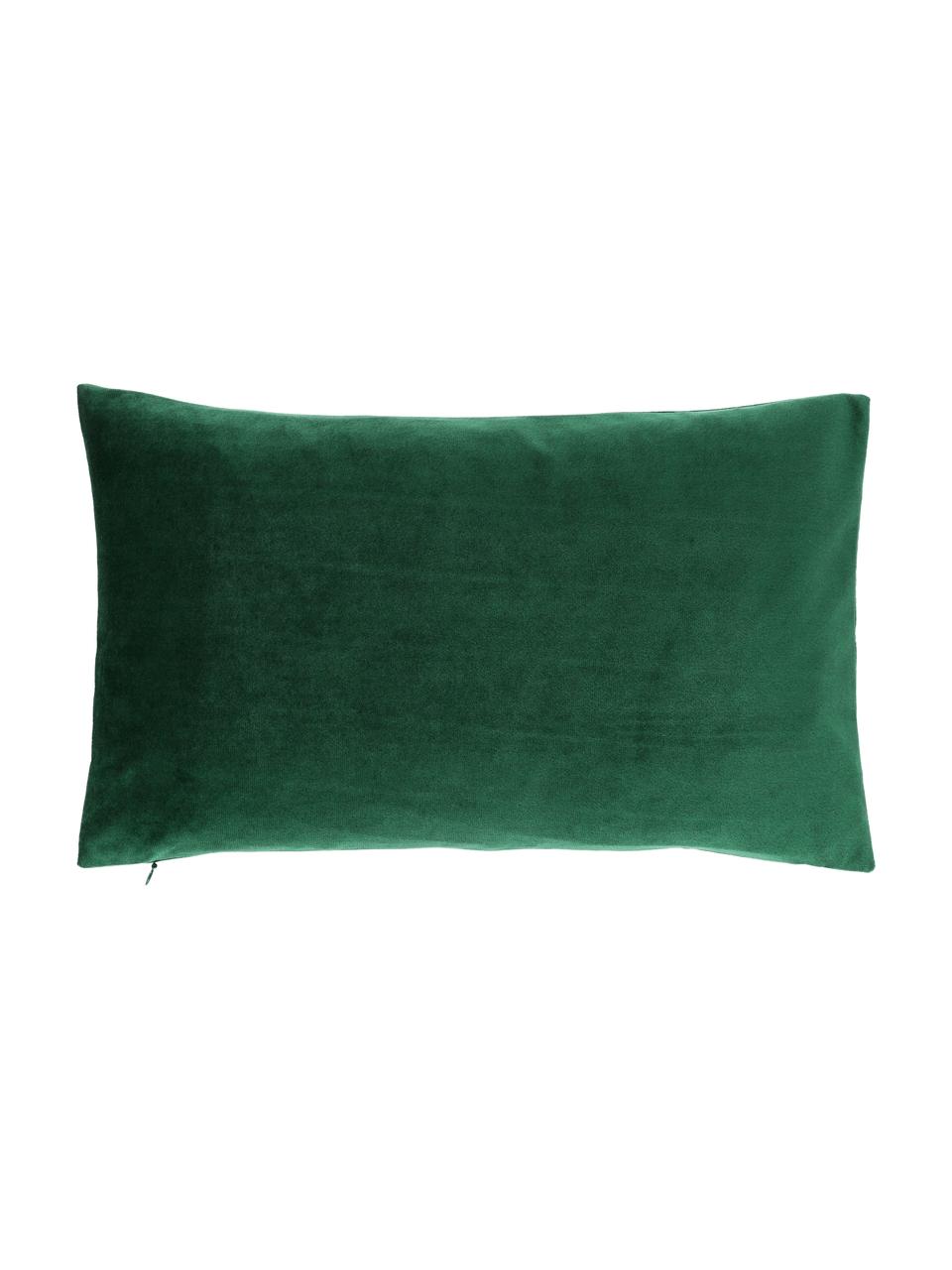 Fluwelen kussenhoes Lola in donkergroen met structuurpatroon, Fluweel (100% polyester), Groen, 30 x 50 cm