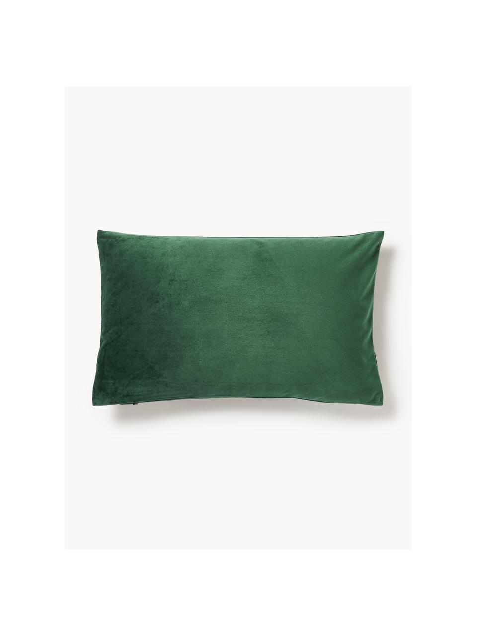 Funda de cojín texturizada de terciopelo Lola, Terciopelo (100% poliéster), Verde oscuro, An 30 x L 50 cm