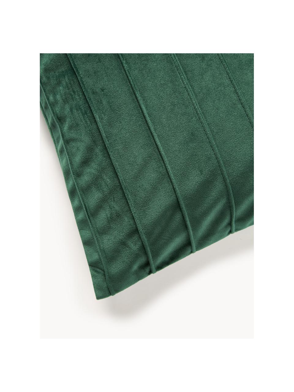 Funda de cojín texturizada de terciopelo Lola, Terciopelo (100% poliéster), Verde oscuro, An 30 x L 50 cm