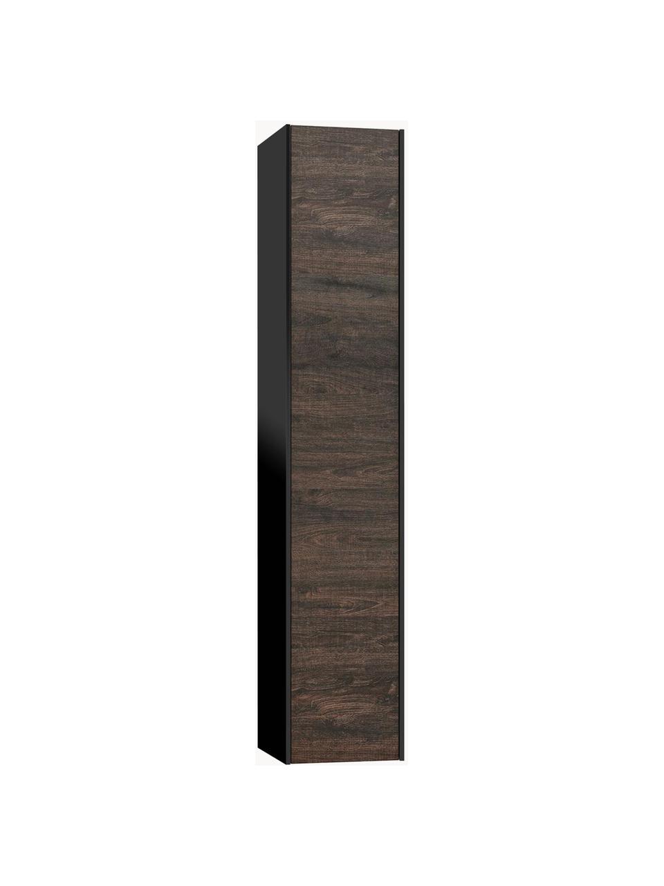 Mueble de baño alto Ago, 25 cm, Estantes: vidrio, aglomerado con lá, Aspecto de madera de fresno, negro, An 25 x Al 130 cm