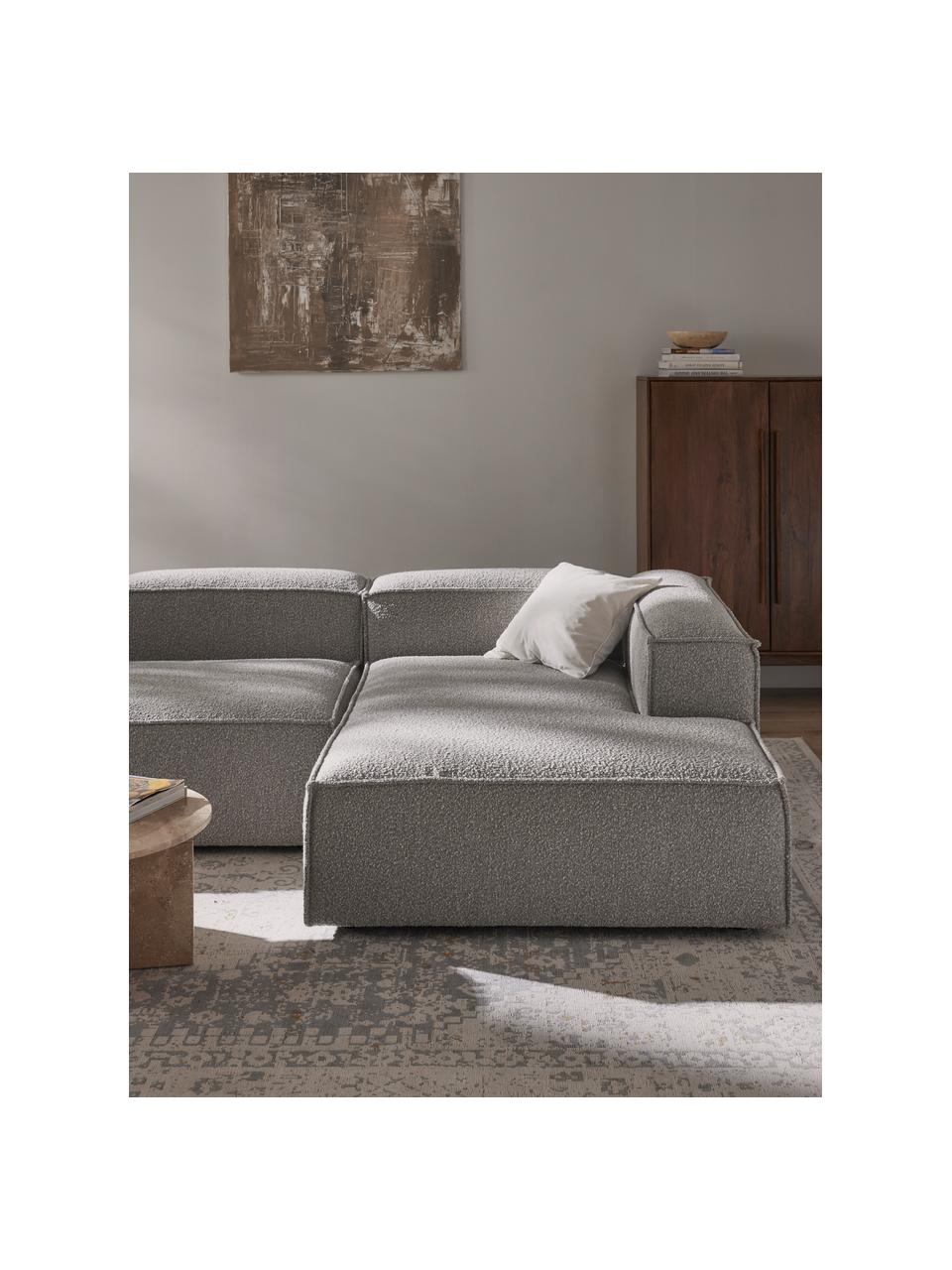 Ottomane-Eckmodul Lennon aus Bouclé, Bezug: Bouclé (100 % Polyester) , Gestell: Massives Kiefernholz, Spe, Bouclé Taupe, B 119 x T 180 cm, Eckteil links