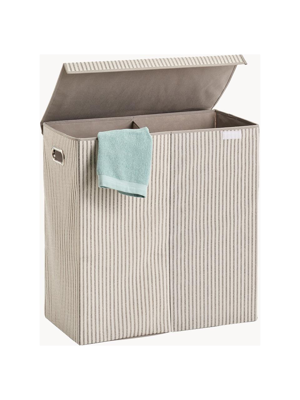 Panier à linge Stripes, 100 % polypropylène (intissé), Beige, blanc crème, larg. 62 x haut. 63 cm