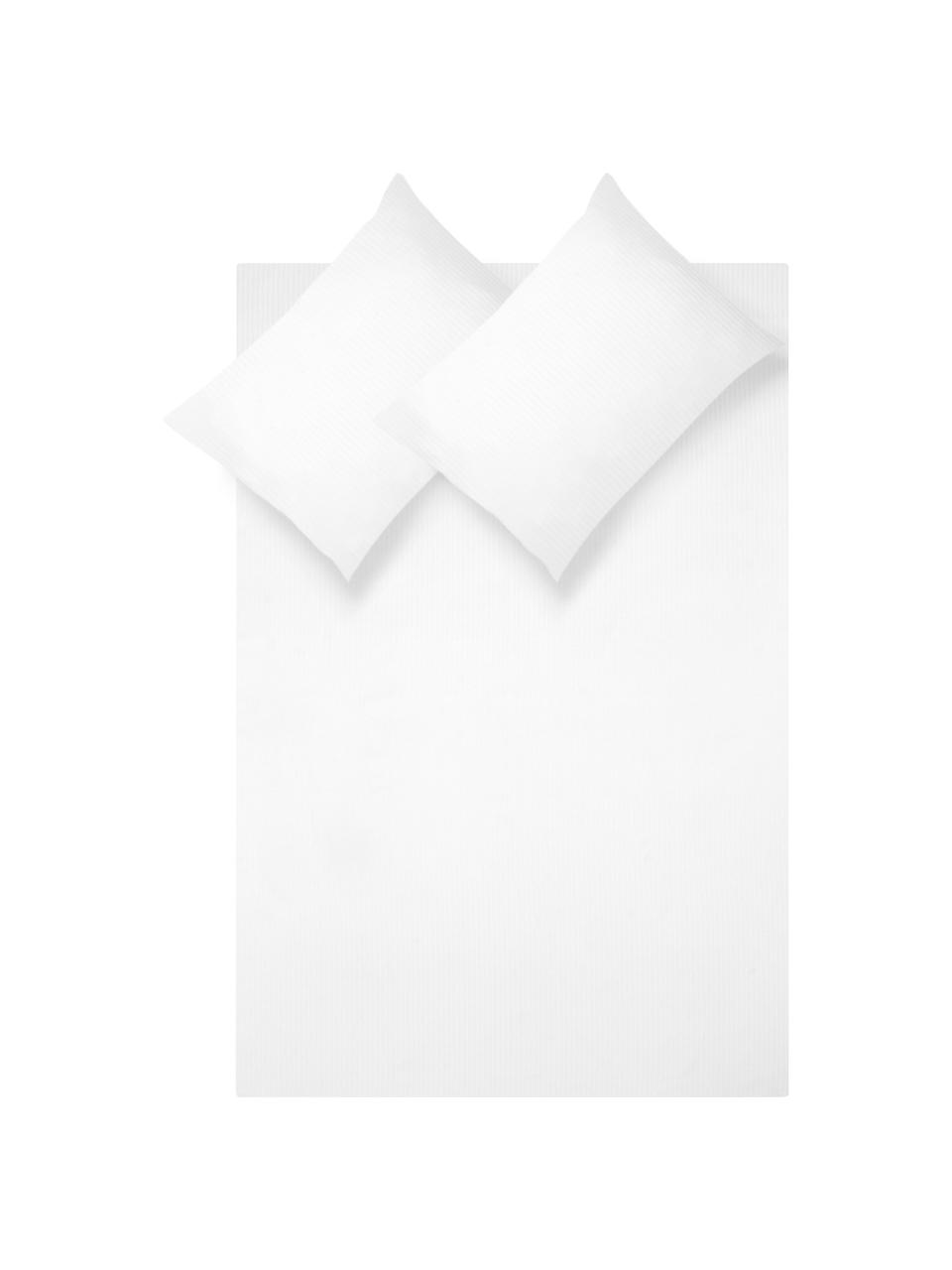Parure copripiumino in raso di cotone a righe Stella, Tessuto: raso Densità del filo 250, Bianco, 255 x 200 cm, 3 pz