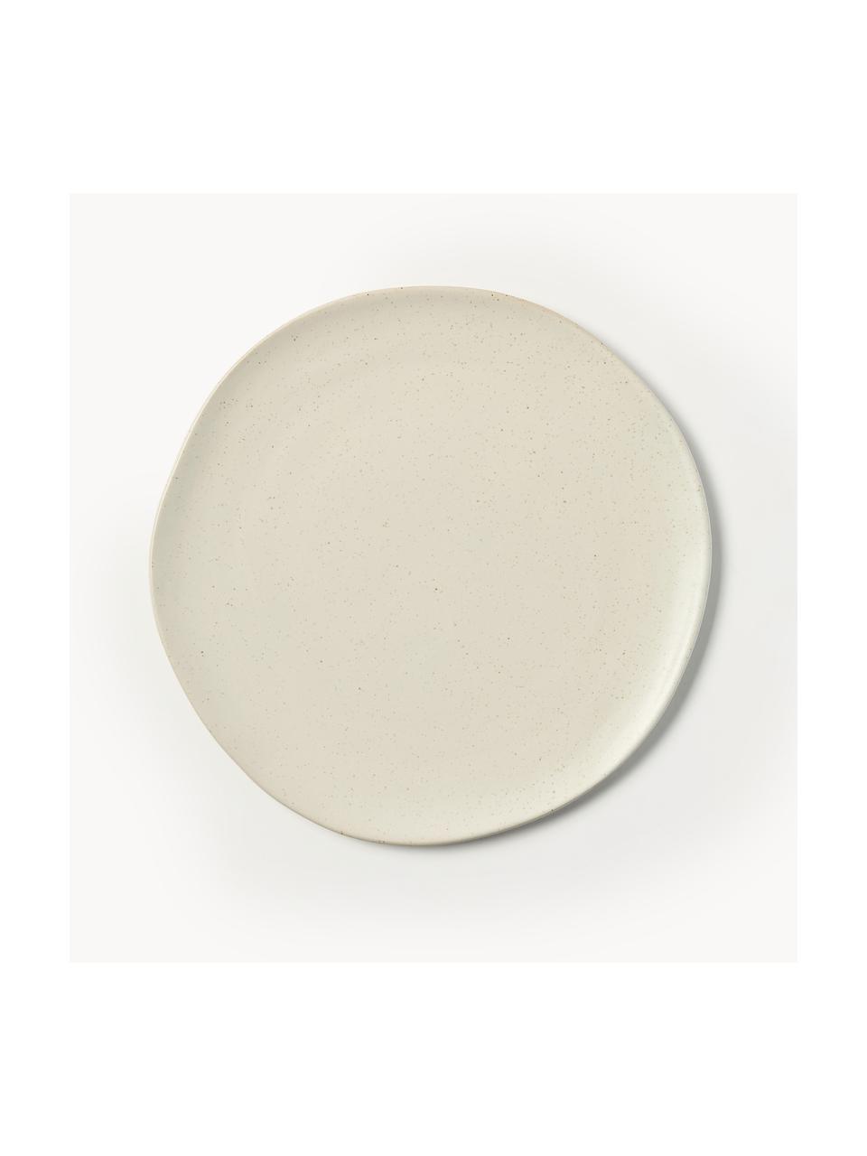 Assiette plate en grès Flow, Grès cérame, Blanc cassé, chiné, Ø 27 cm