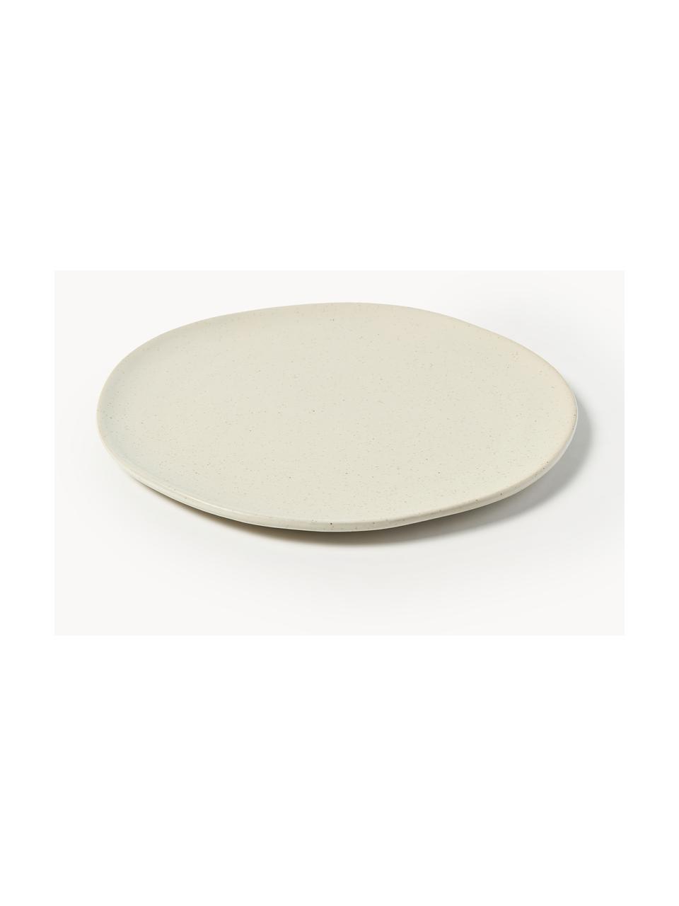 Assiette plate en grès Flow, Grès cérame, Blanc cassé, chiné, Ø 27 cm