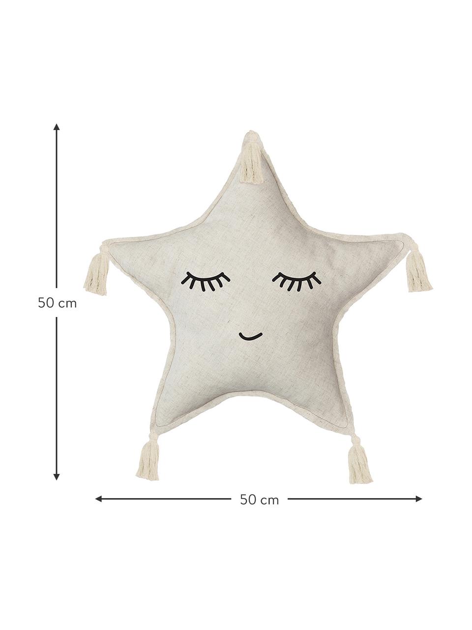 Cojín peluche Happy Star, Funda: 85% poliéster, 15% lino, Beige, An 40 x L 40 cm