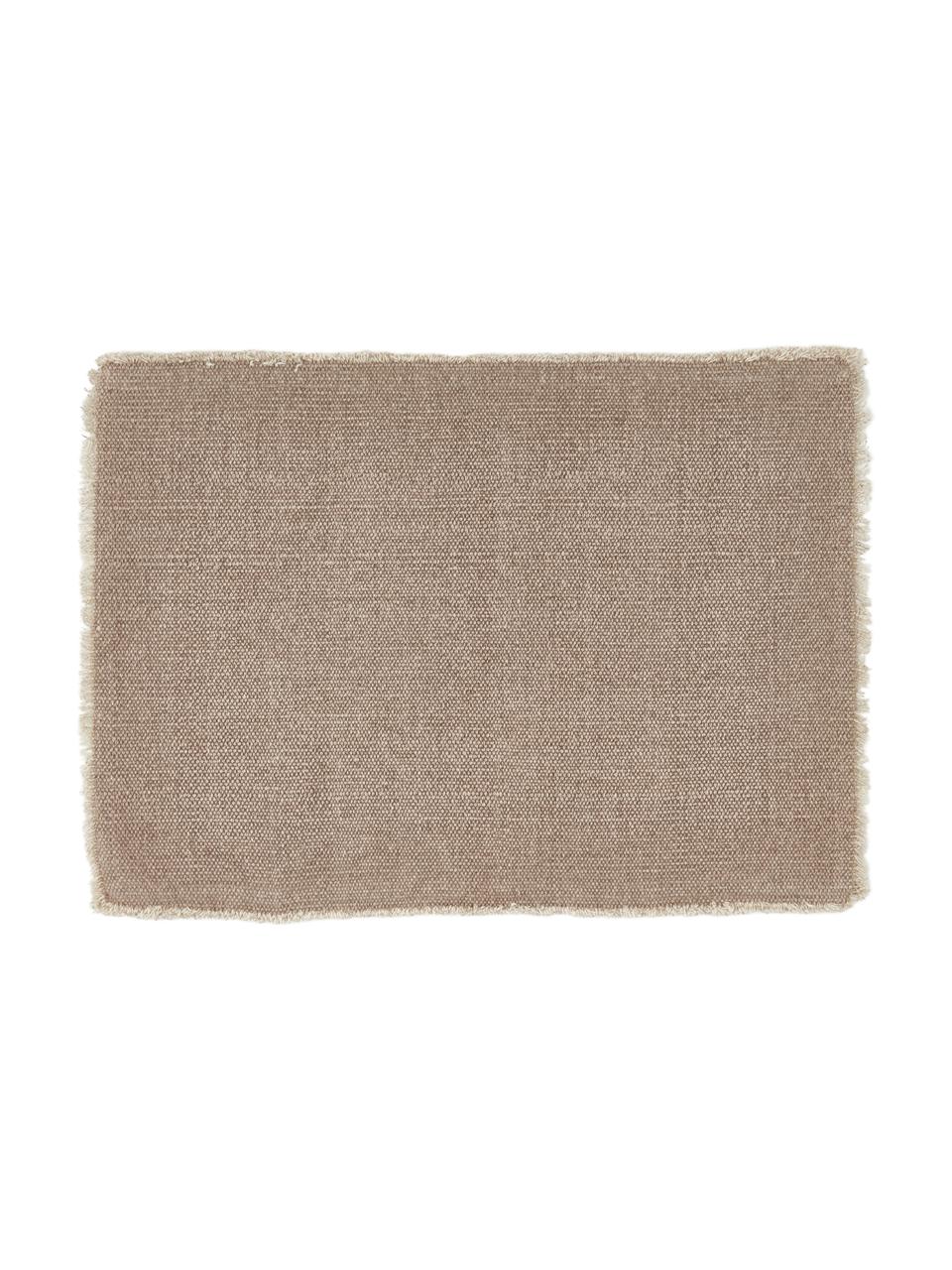 Baumwoll-Tischsets Edge in Beige, 6 Stück, 85% Baumwolle, 15% gemischte Fasern, Beige, 35 x 48 cm