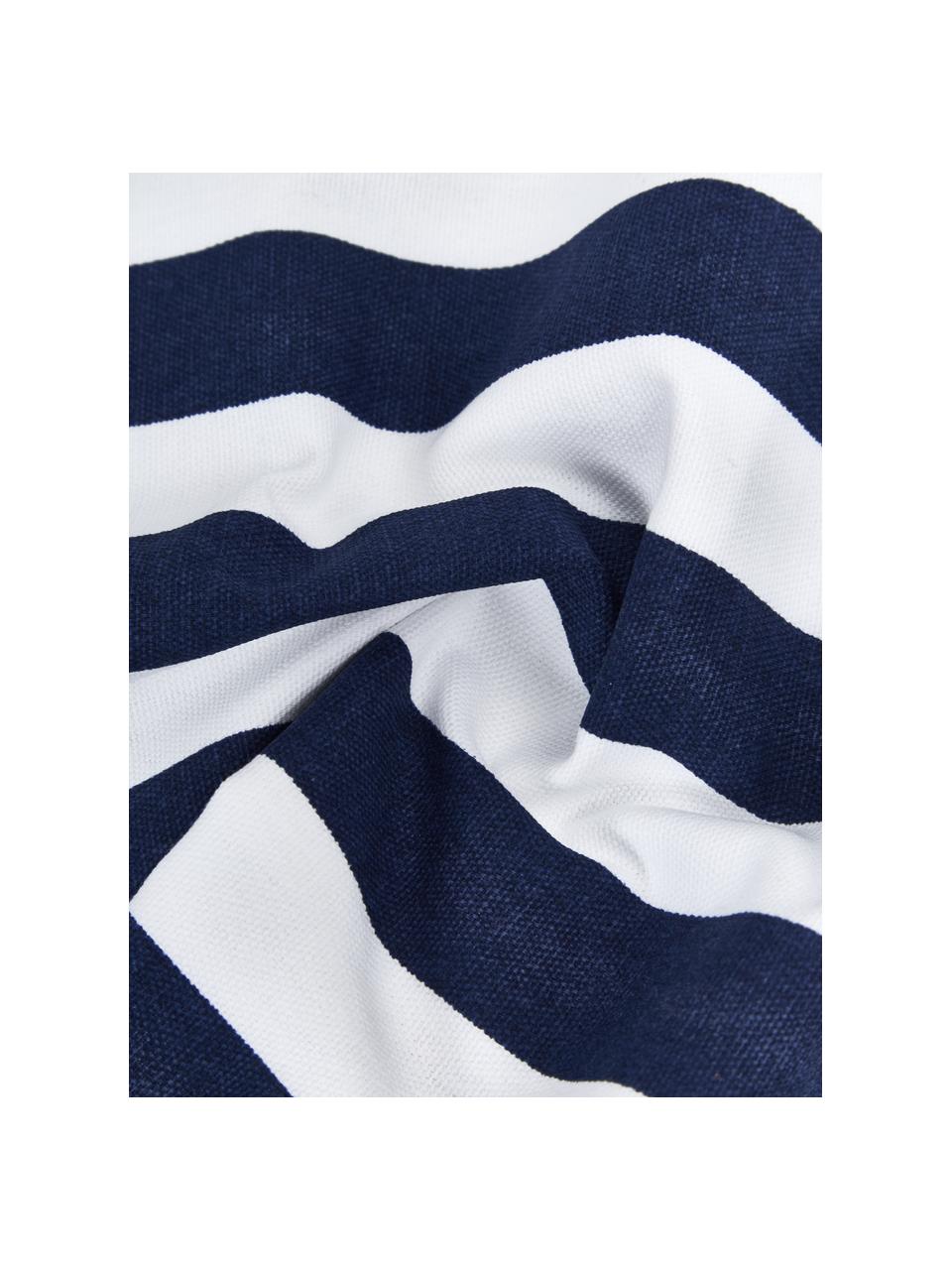 Gestreifte Kissenhülle Timon in Dunkelblau/Weiß, 100% Baumwolle, Blau, 50 x 50 cm