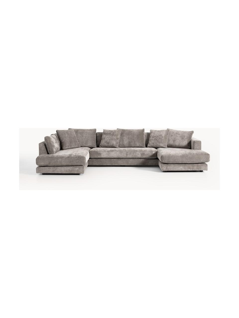 Narożna sofa modułowa Tribeca, Tapicerka: 100% poliester Dzięki tka, Stelaż: drewno bukowe, drewno sos, Nogi: drewno sosnowe Ten produk, Taupe tkanina, S 356 x G 192 cm, lewostronna