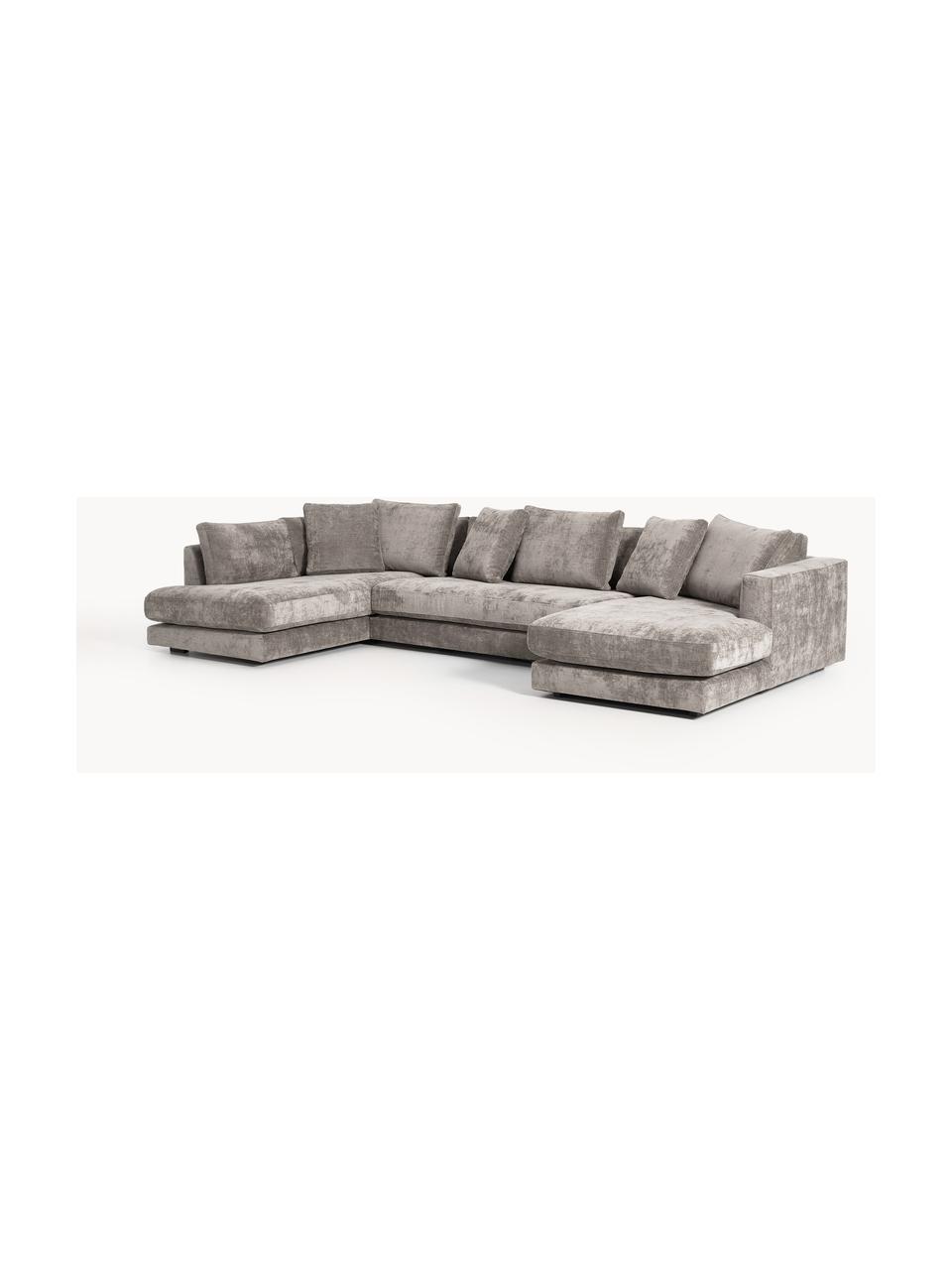 Narożna sofa modułowa Tribeca, Tapicerka: 100% poliester Dzięki tka, Stelaż: drewno bukowe, drewno sos, Nogi: drewno sosnowe Ten produk, Taupe tkanina, S 356 x G 192 cm, lewostronna