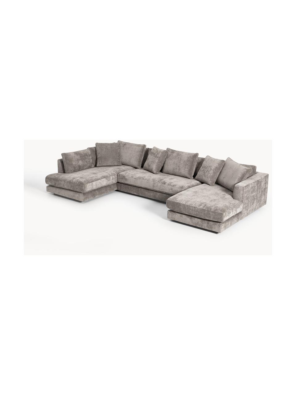 Narożna sofa modułowa Tribeca, Tapicerka: 100% poliester Dzięki tka, Stelaż: drewno bukowe, drewno sos, Nogi: drewno sosnowe Ten produk, Taupe tkanina, S 356 x G 192 cm, lewostronna