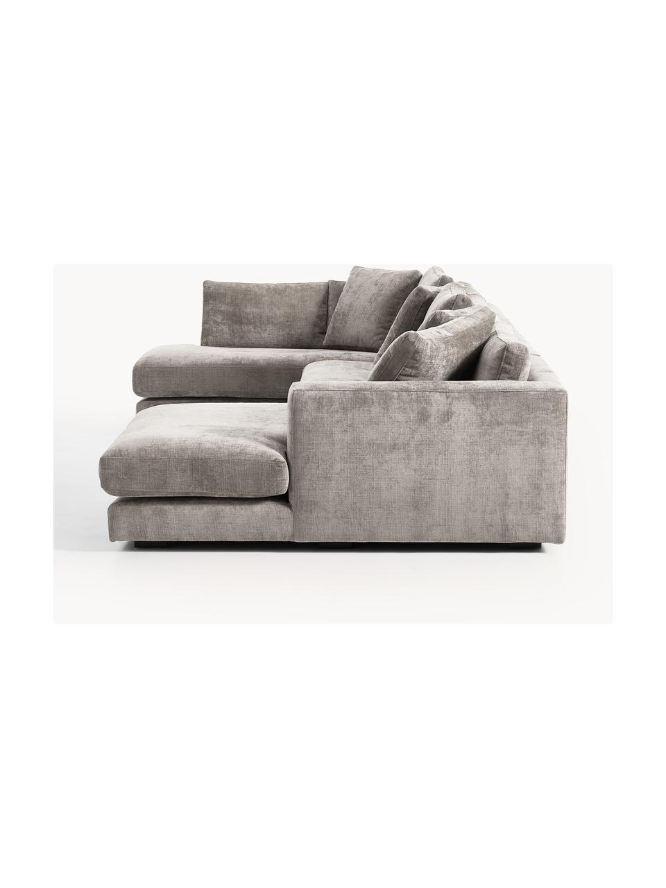 Narożna sofa modułowa Tribeca, Tapicerka: 100% poliester Dzięki tka, Stelaż: drewno bukowe, drewno sos, Nogi: drewno sosnowe Ten produk, Taupe tkanina, S 356 x G 192 cm, lewostronna