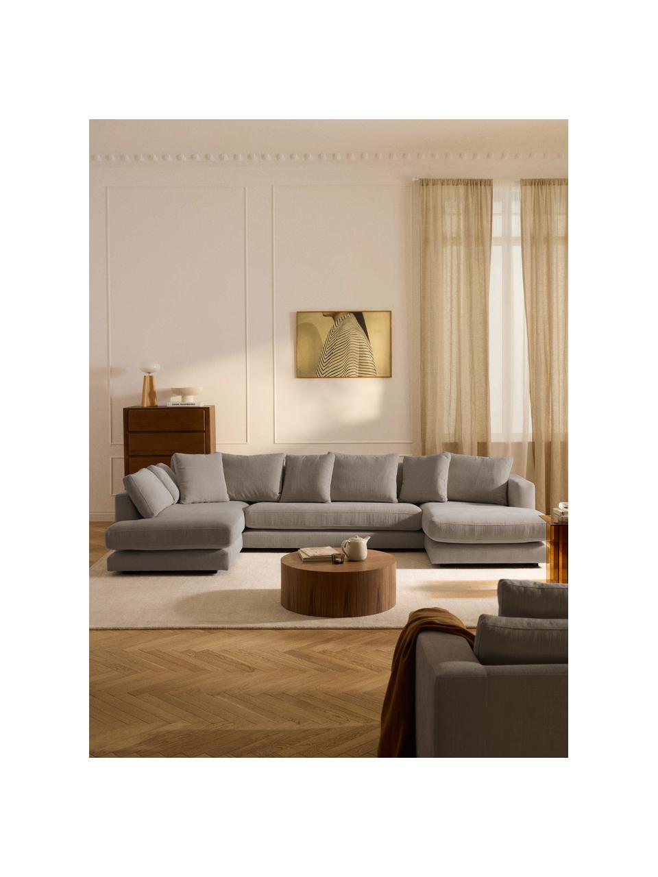 Narożna sofa modułowa Tribeca, Tapicerka: 100% poliester Dzięki tka, Stelaż: drewno bukowe, drewno sos, Nogi: drewno sosnowe Ten produk, Taupe tkanina, S 356 x G 192 cm, lewostronna