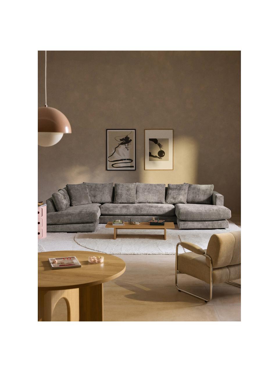 Narożna sofa modułowa Tribeca, Tapicerka: 100% poliester Dzięki tka, Stelaż: drewno bukowe, drewno sos, Nogi: drewno sosnowe Ten produk, Taupe tkanina, S 356 x G 192 cm, lewostronna