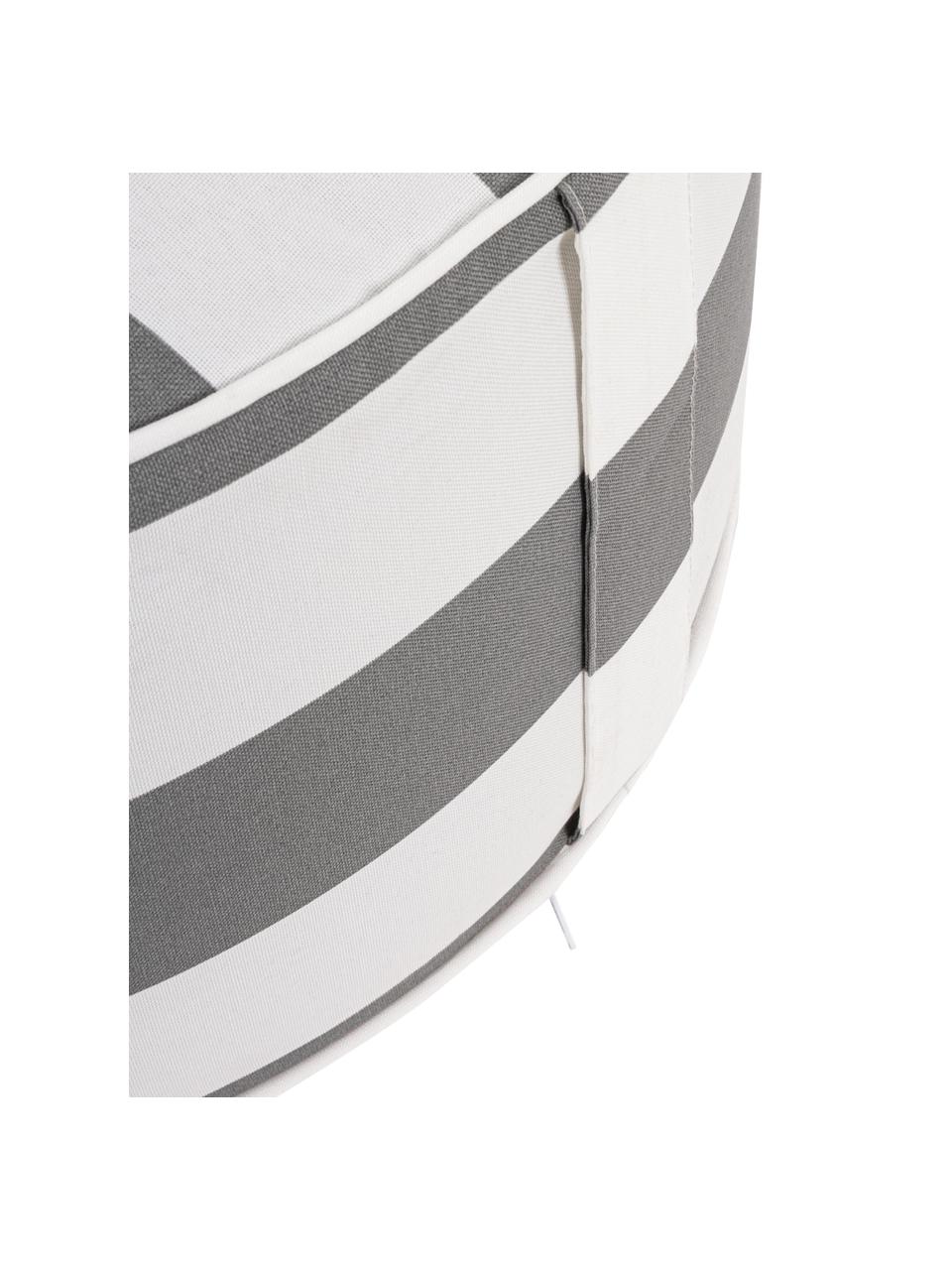 Puff hinchable para exterior Stripes, Tapizado: tejido 100% poliéster (20, Blanco y gris a rayas, Ø 53 x Al 23 cm