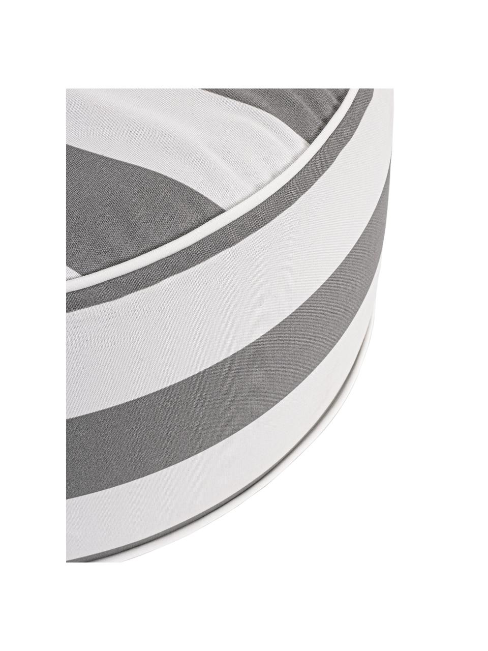 Opblaasbare buitenpoef Stripes in wit/grijs, Bekleding: 100% polyester stof (200 , Wit, grijs, Ø 53 x H 23 cm