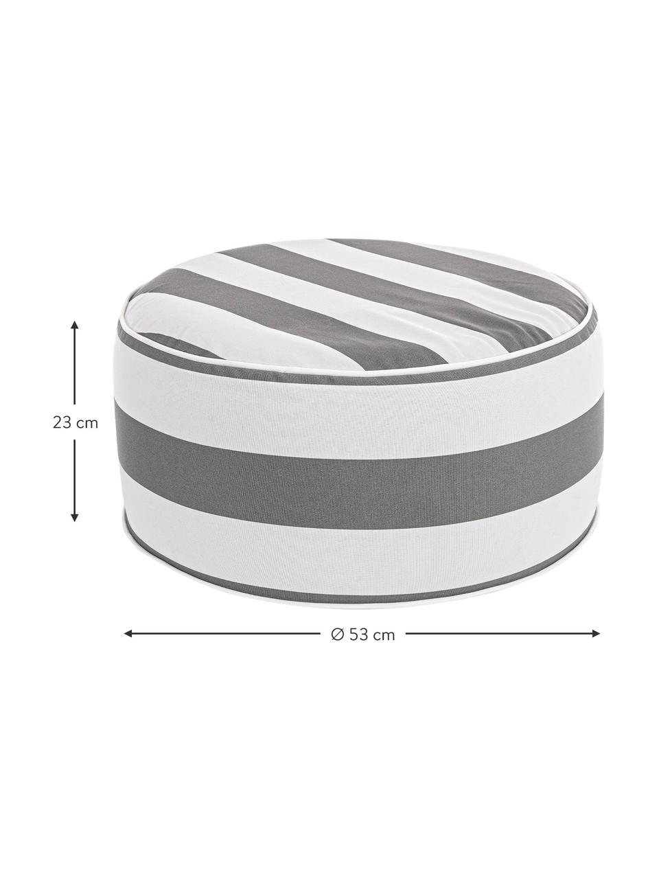 Pouf gonfiabile da esterno color bianco/grigio Stripes, Rivestimento: 100% tessuto in poliester, Bianco, grigio, rigato, Ø 53 x Alt. 23 cm