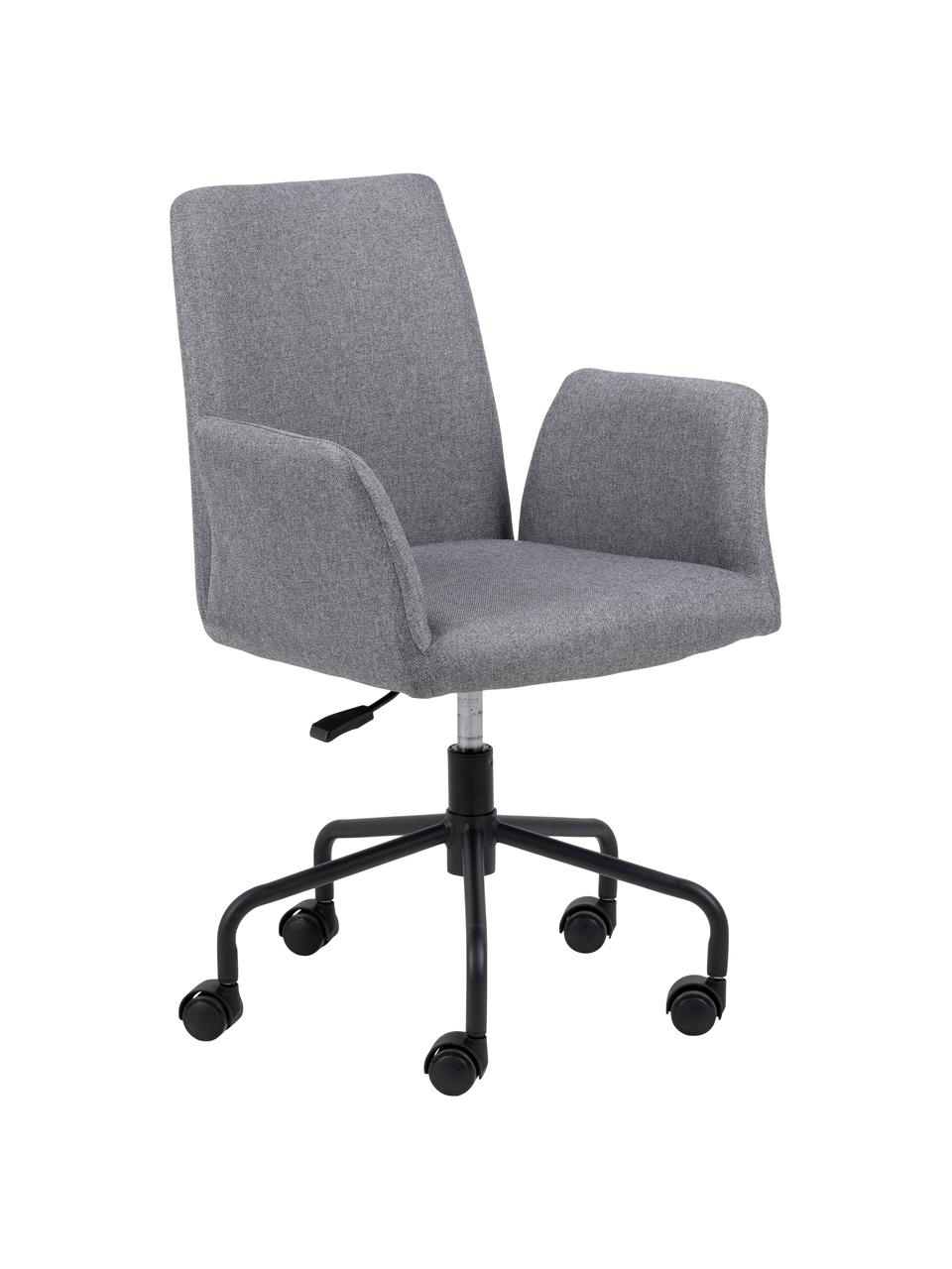 Silla de oficina tapizada Naya, altura ajustable, Tapizado: poliuretano, Asiento: 30 kg/m³, Estructura: metal con pintura en polv, Ruedas: plástico, Tejido gris claro, negro, An 57 x Al 59 cm