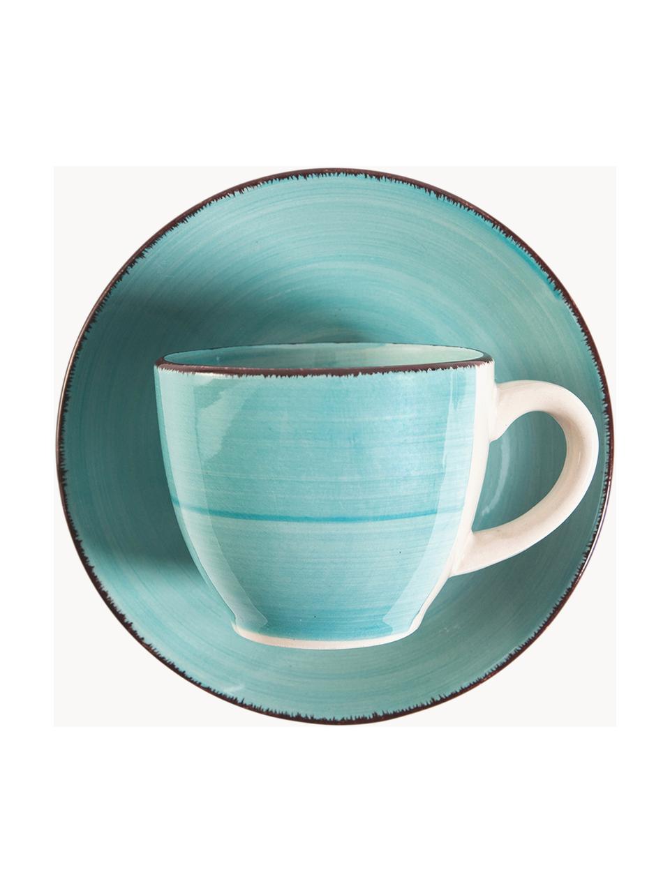 Tasses à expresso avec sous-tasses Baita Acqua, 6 élém., Grès, Tons bleus, Ø 7 x haut. 6 cm, 90 ml