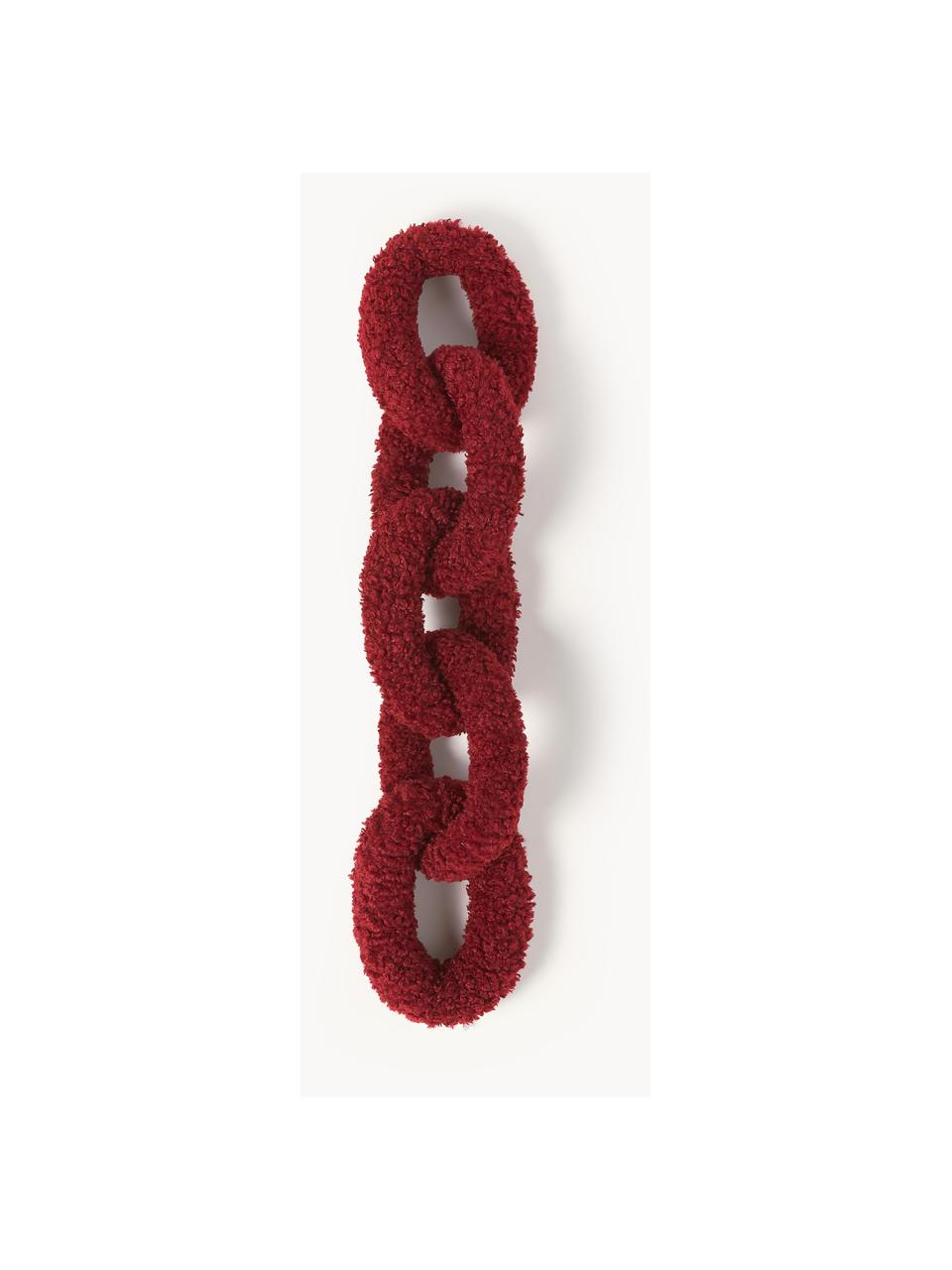 Cuscino in teddy Chain Dotty, Rivestimento: 100% poliestere (teddy), Rosso vino, Larg. 60 x Prof. 20 cm