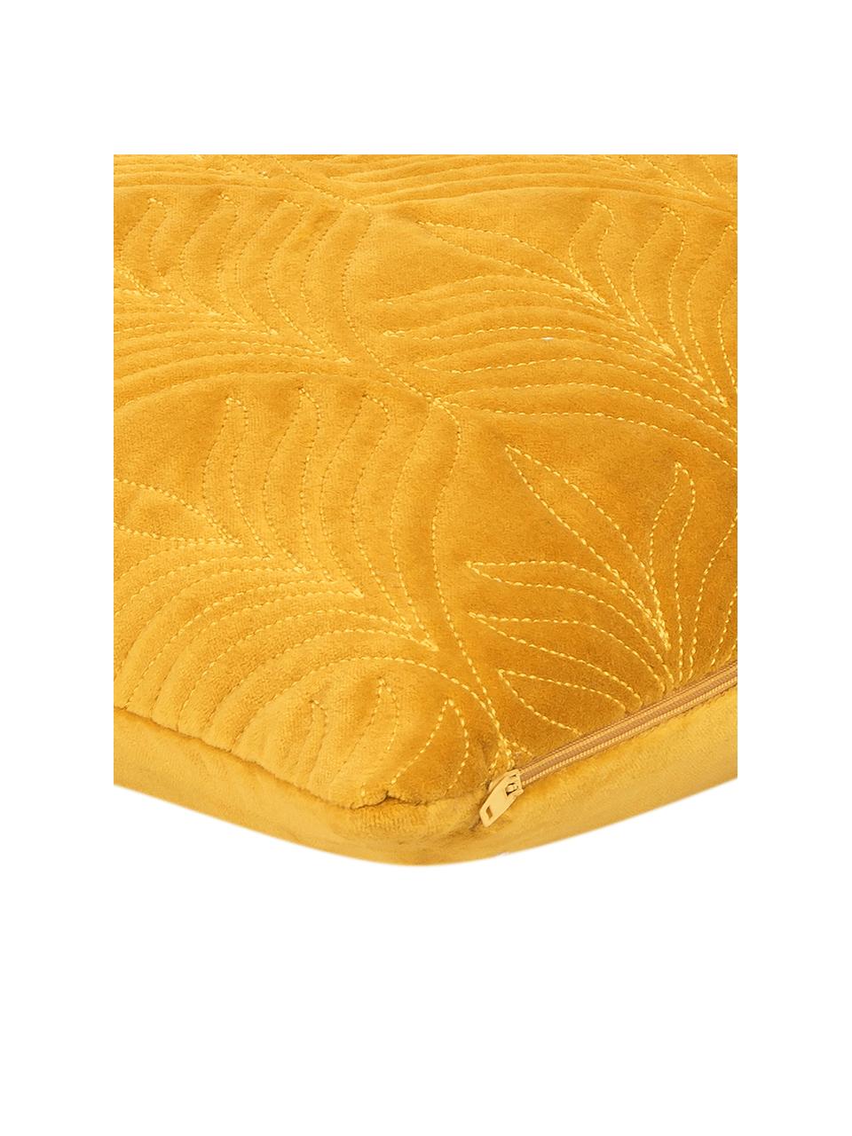 Housse de coussin ouatée en velours à imprimé fin Celine, Ocre