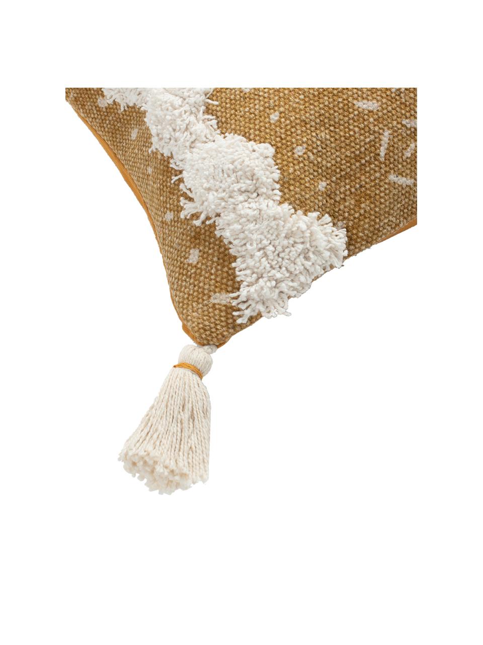 Federa arredo boho con nappe Boa, 100% cotone, Giallo, bianco, Larg. 30 x Lung. 60 cm