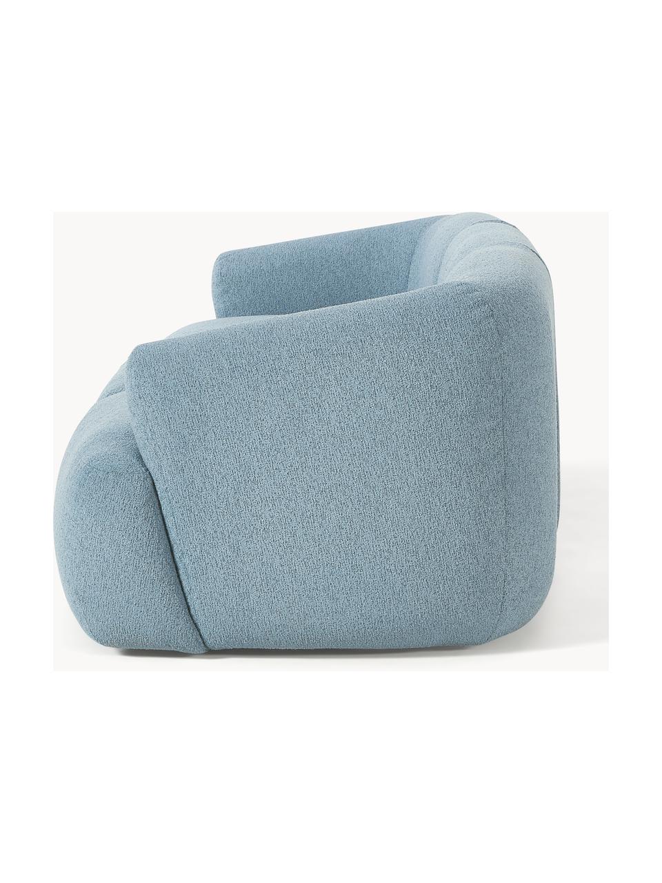 Modulaire bouclé bank Sofia (3-zits), Bekleding: bouclé (100% polyester) M, Frame: sparrenhout, FSC-gecertif, Poten: kunststof, Bouclé blauw, B 273 x D 103 cm