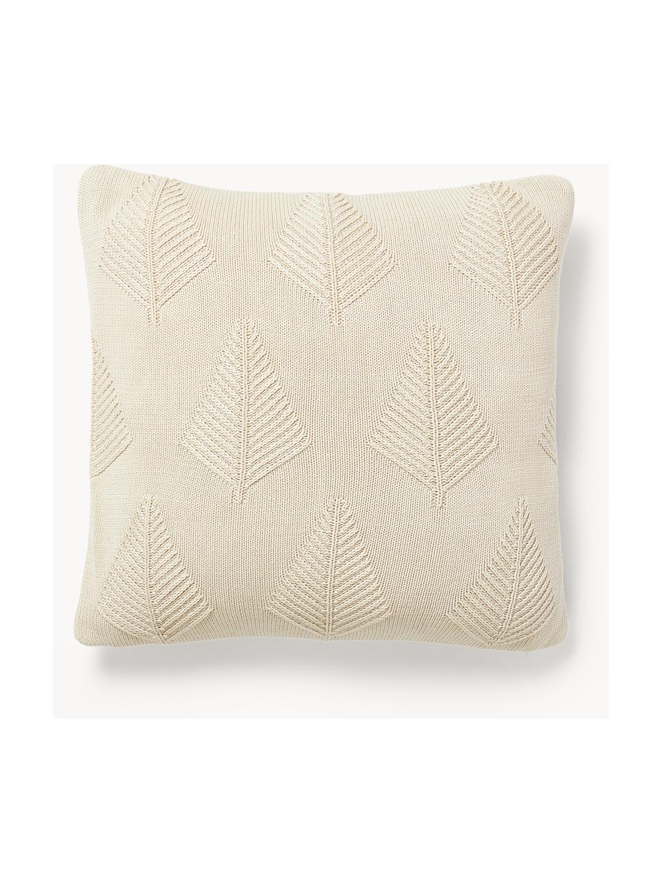 Housse de coussin en coton avec motif hivernal Beryl, 100 % coton, Blanc cassé, larg. 50 x long. 50 cm