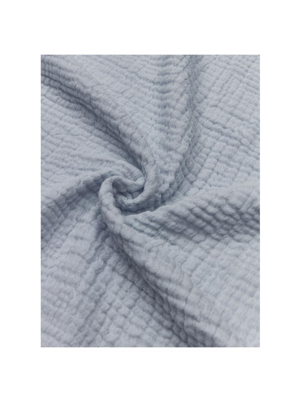 Mušelínový přehoz z organické bavlny Candela, 100 % bio bavlna, s certifikátem GOTS, Světle modrá, Š 260 cm, D 260 cm (pro postele s rozměry až 200 x 200 cm)