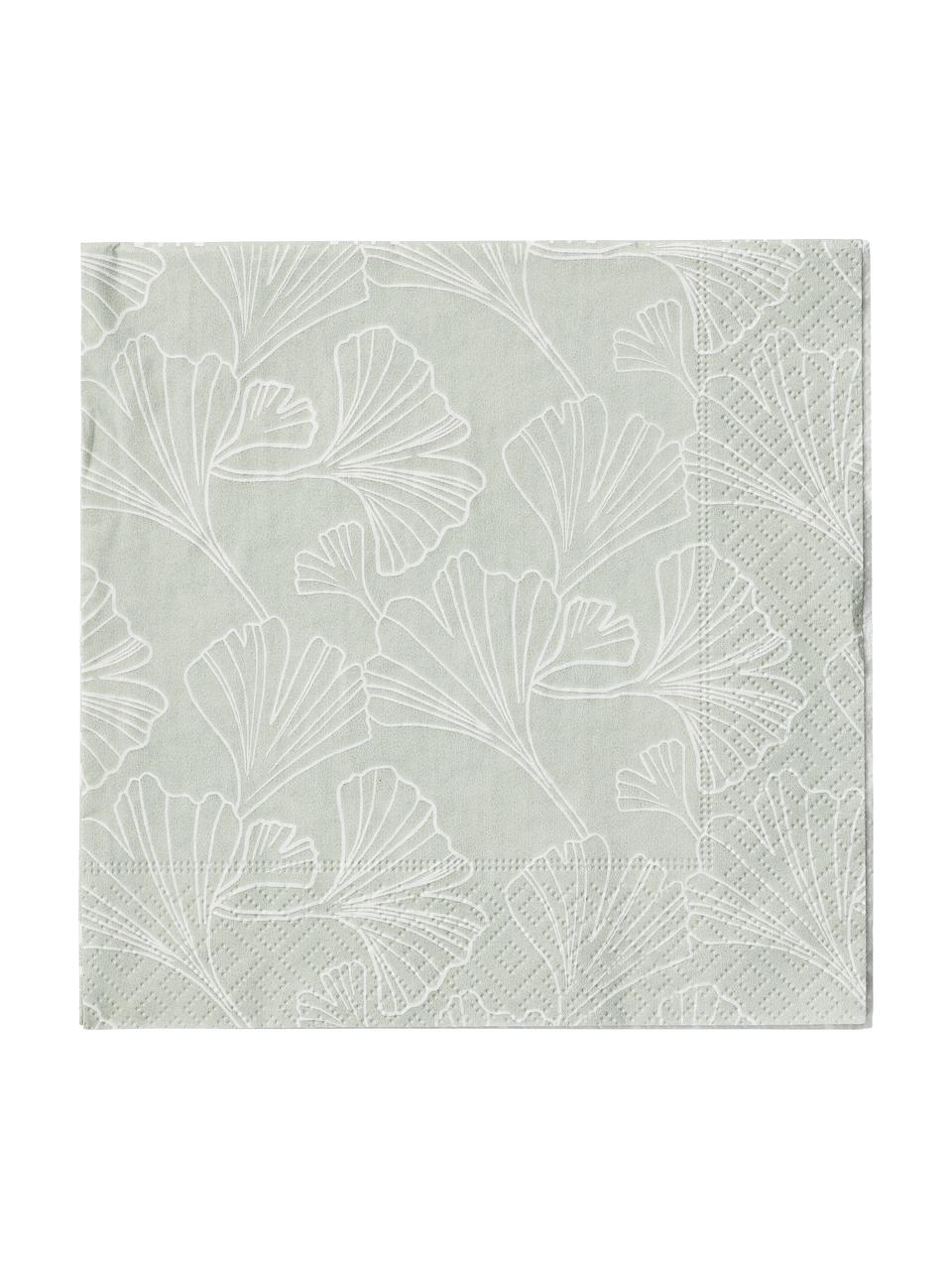 Serviettes en papier Gigi, 20 pièces, Carton, Vert menthe, blanc, larg. 33 x long. 33 cm