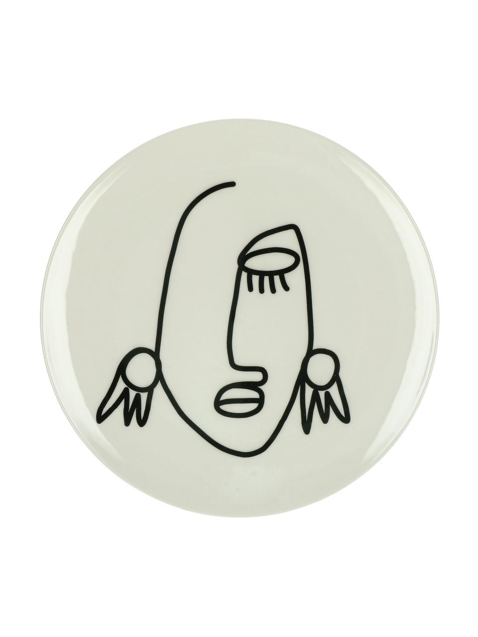 Platos postre Modiglia, 2 uds., Gres, Blanco crema, negro, Ø 23 cm