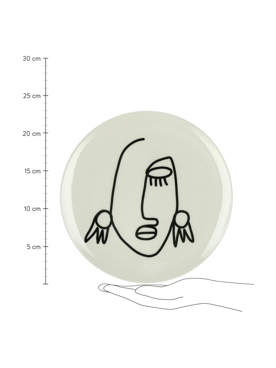 Platos postre Modiglia, 2 uds., Gres, Blanco crema, negro, Ø 23 cm