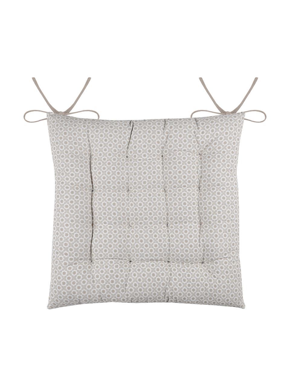 Coussin de chaise réversible Galette, Beige, blanc