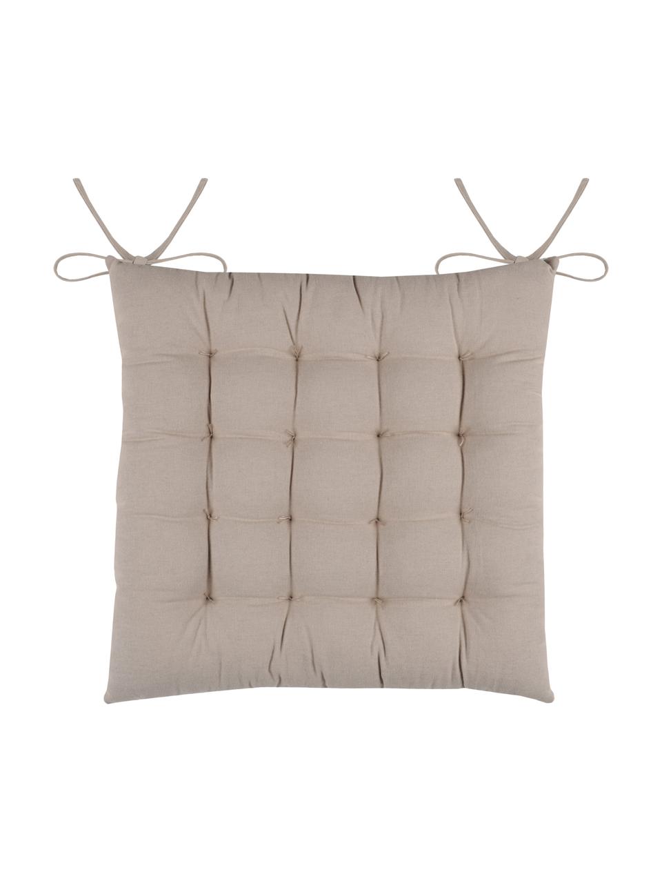 Cojín de asiento Galette, caras distintas, 100% algodón, Beige, blanco, An 40 x L 40 cm