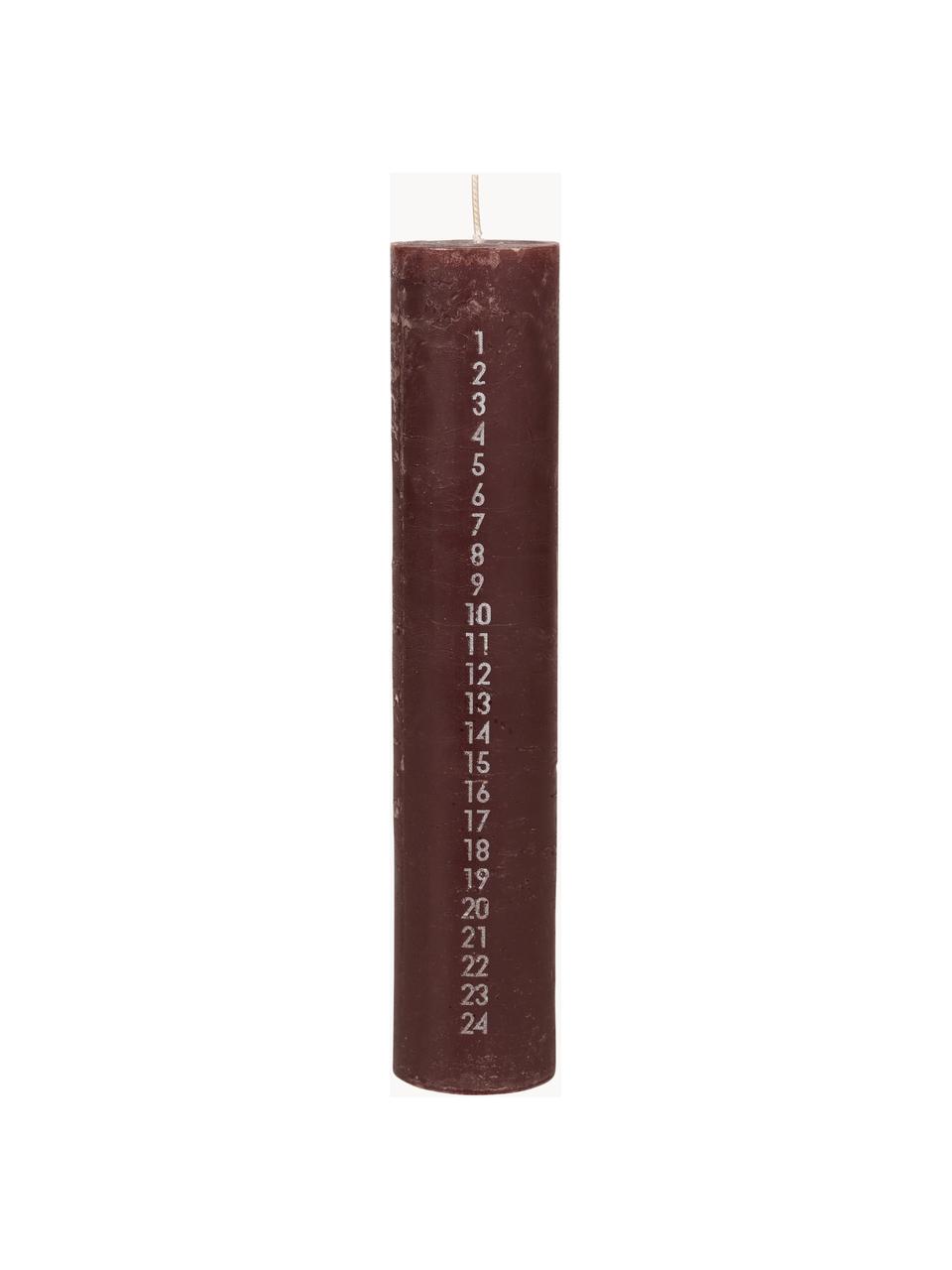 Ručně vyrobená adventní svíčka Rustic, Parafín, Tmavě hnědá, Ø 5 cm, V 25 cm