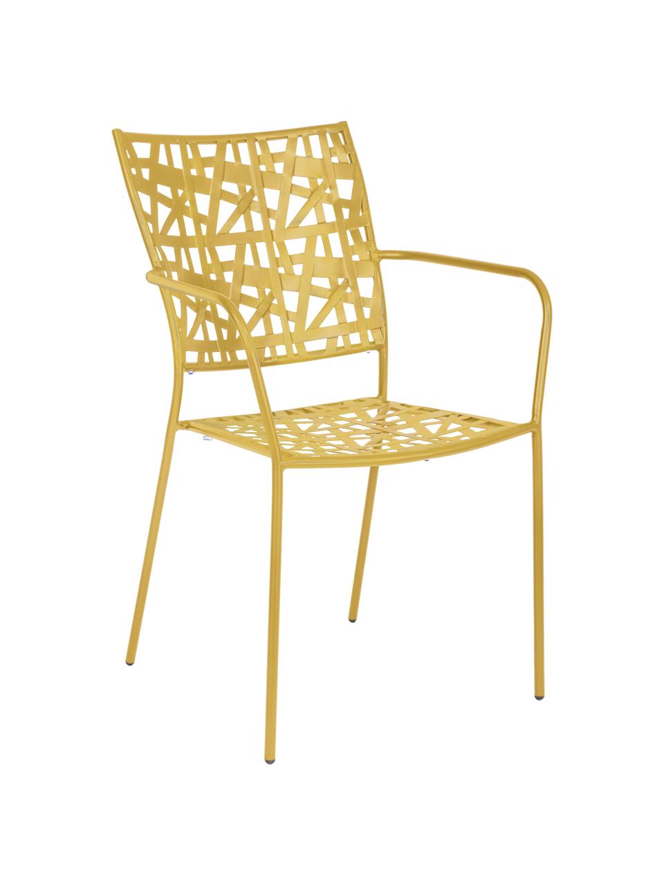 Krzesło ogrodowe z metalu Kelsie, Metal malowany proszkowo, Żółty, S 55 x G 54 cm