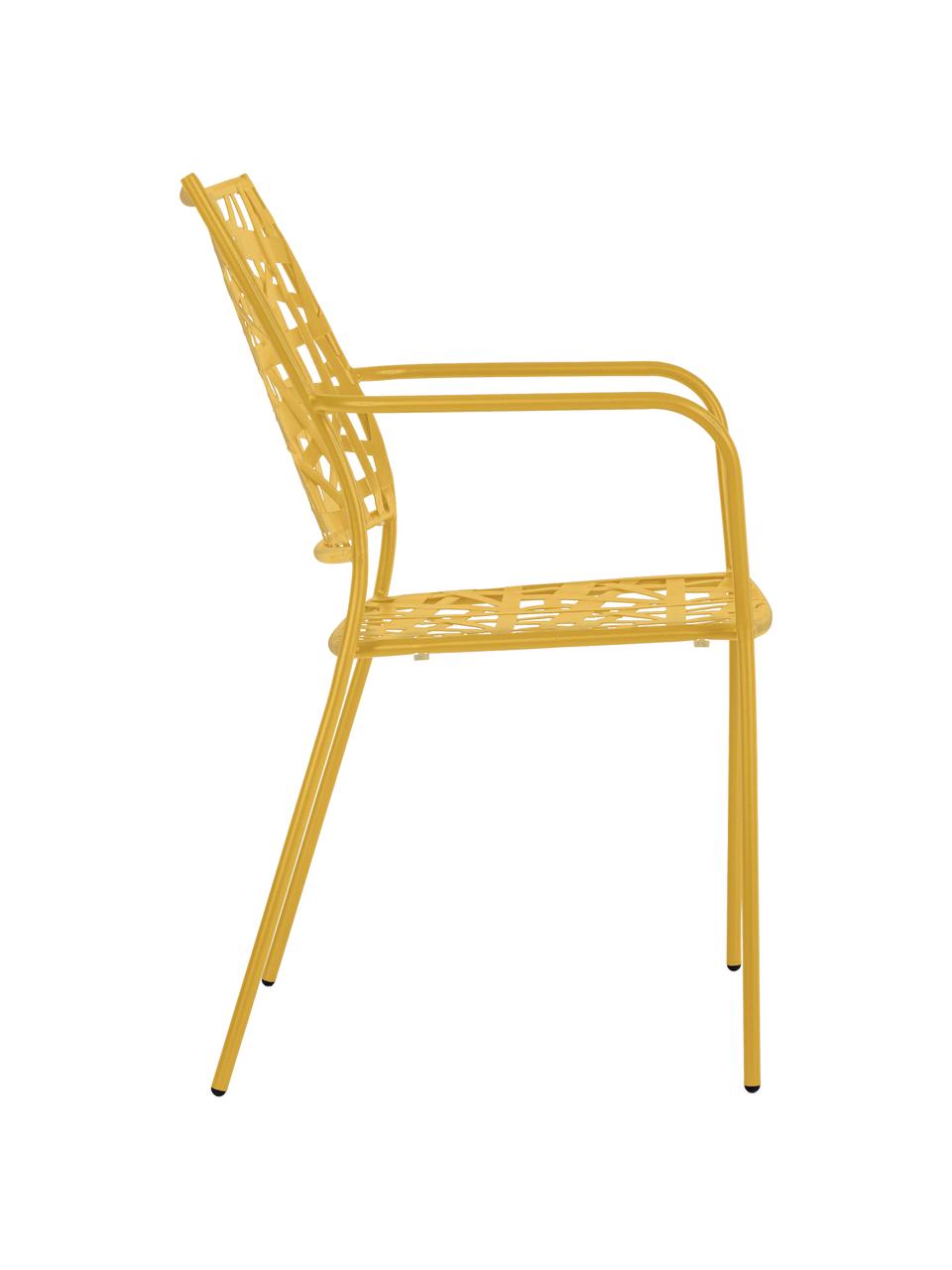 Sedia impilabile da giardino in metallo Kelsie, Metallo verniciato a polvere, Giallo, Larg. 55 x Prof. 54 cm