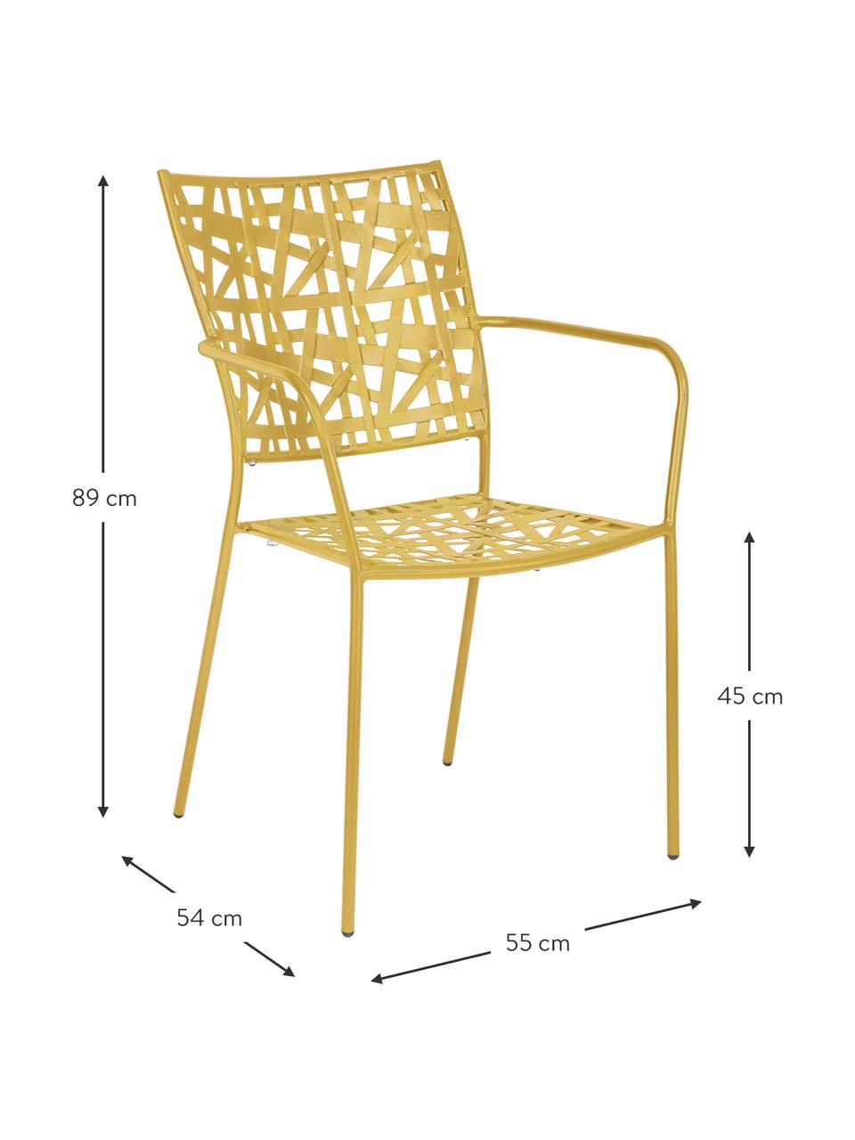 Sedia impilabile da giardino in metallo Kelsie, Metallo verniciato a polvere, Giallo, Larg. 55 x Prof. 54 cm