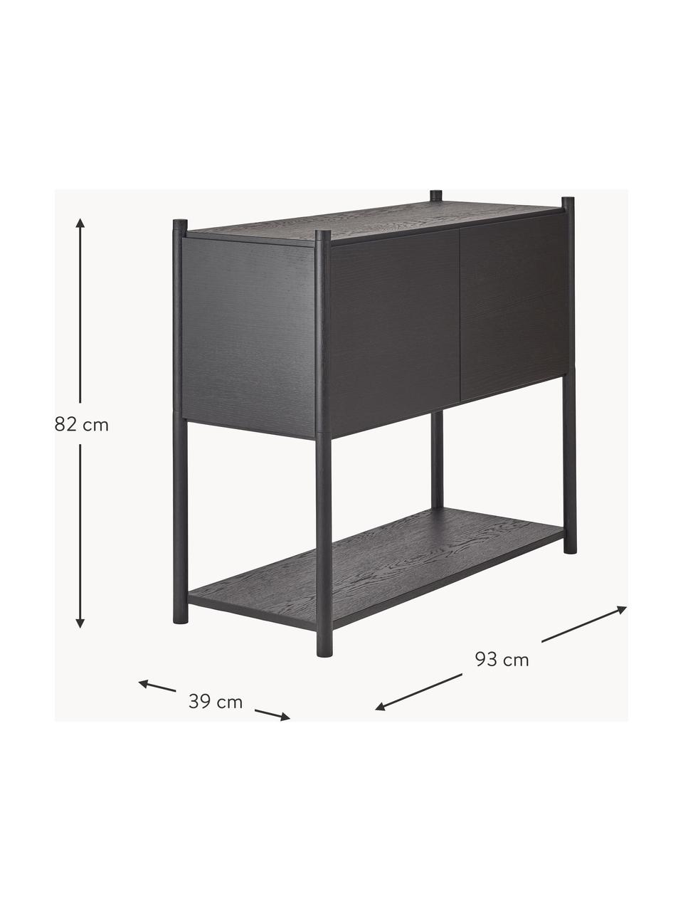 Regal Sceene aus Eichenholz, Gestell: Eichenholz, massiv, Eichenholz, schwarz lackiert, B 93 x H 82 cm