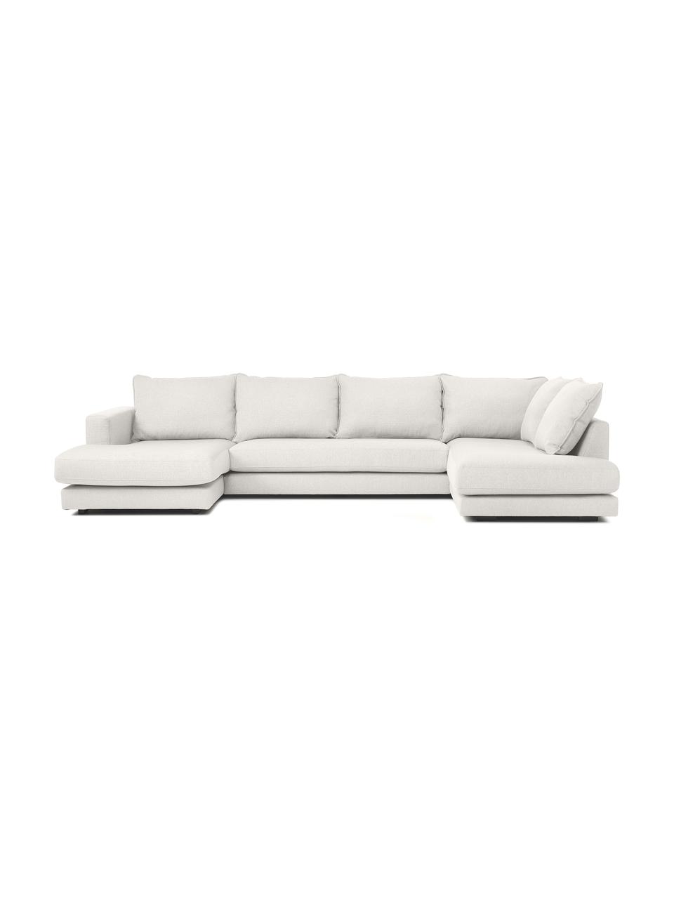 Divano da soggiorno Tribeca, Rivestimento: 100% poliestere Il rivest, Struttura: legno di pino massiccio, Piedini: legno massiccio di faggio, Tessuto beige, Larg. 356 x Prof. 195 cm, chaise-longue a destra