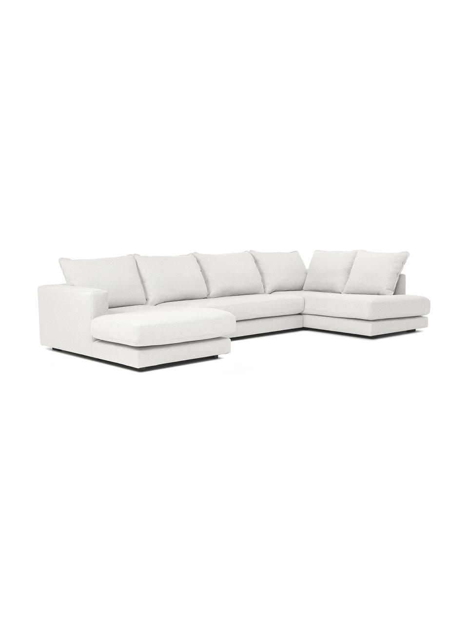 Divano da soggiorno Tribeca, Rivestimento: 100% poliestere Il rivest, Struttura: legno di pino massiccio, Piedini: legno massiccio di faggio, Tessuto beige, Larg. 356 x Prof. 195 cm, chaise-longue a destra